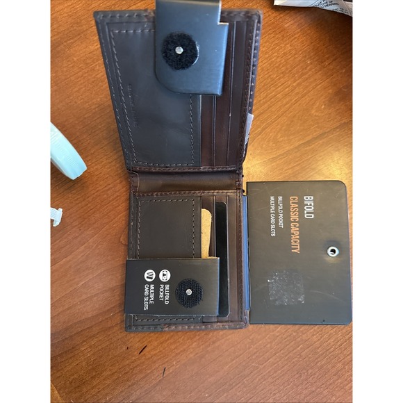 Dickies Bifold Classic Capacity Men Wallet Billfold Brown Leather Multiple Slots - Picture 6 of 7